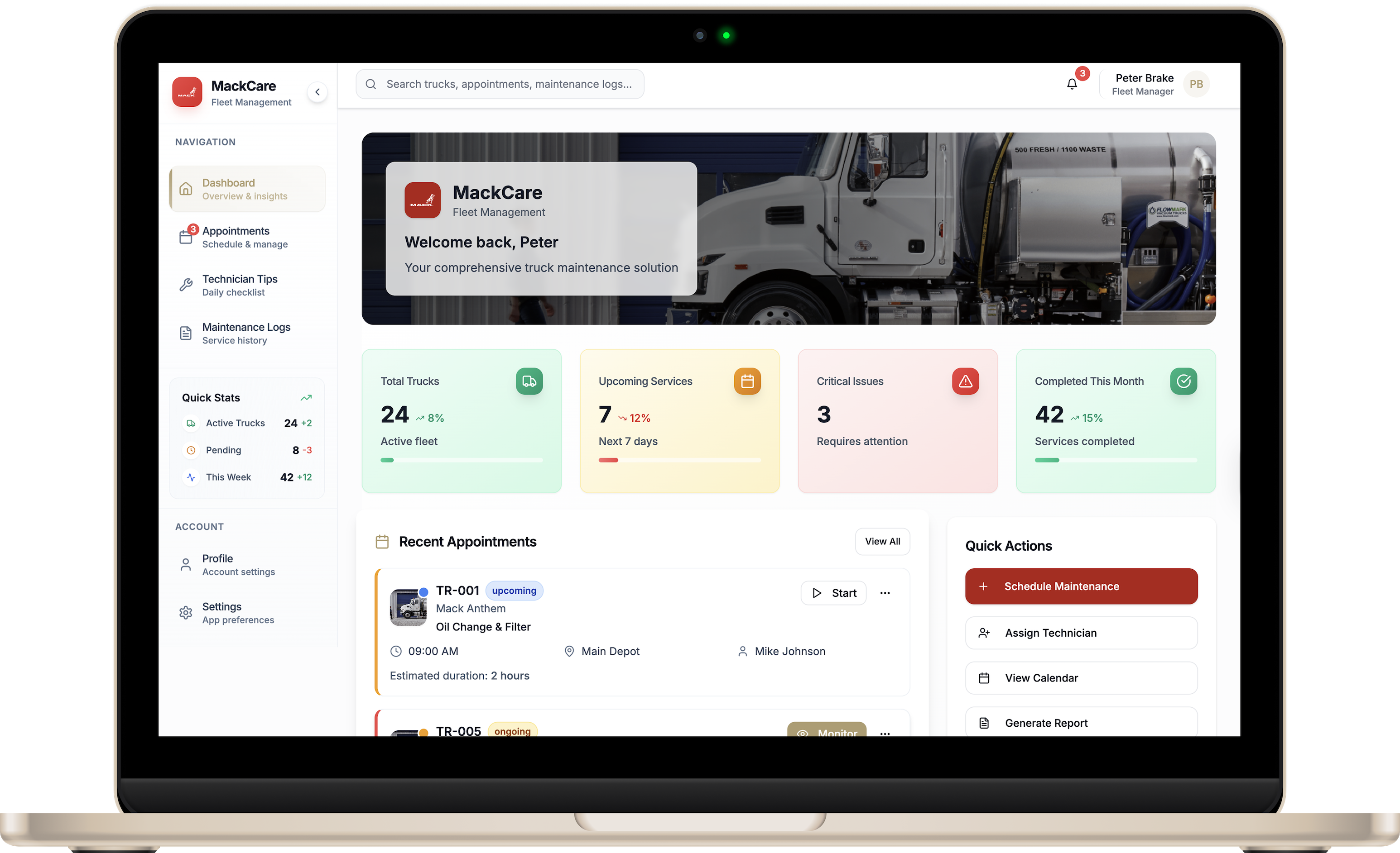 MackCare Dashboard Interface