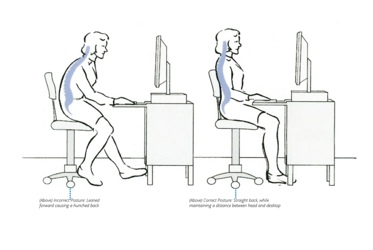 Workplace wellness illustration showing the contrast between sedentary work and movement-based solutions